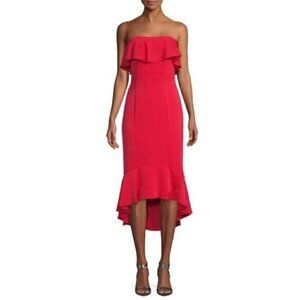 Shoshanna Dress 0 Essie Ruffle Midi Flounce Pink
